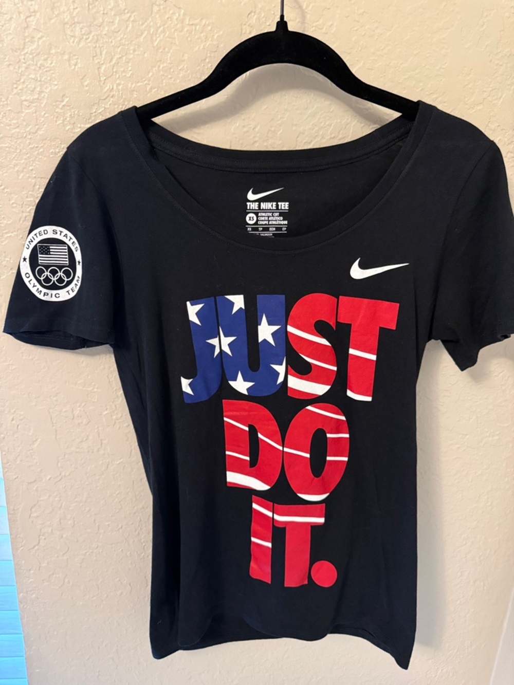 Nike Black Olympic "Just Do It" USA Flag Tee